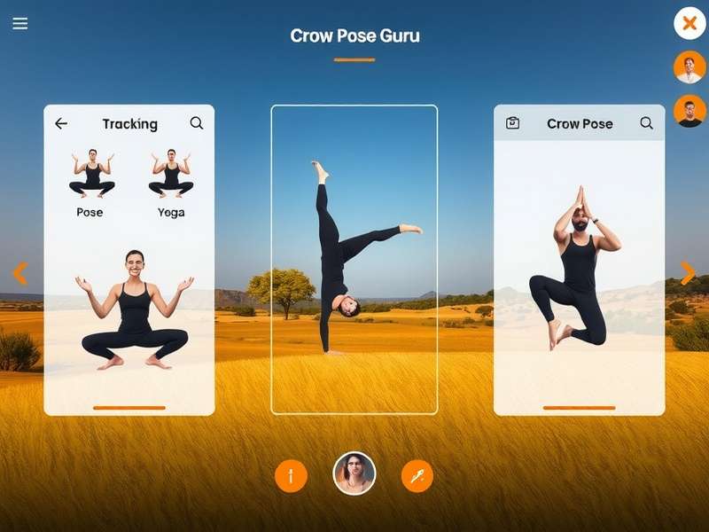 Crow Pose Guru gameplay interface showing yoga pose tracking